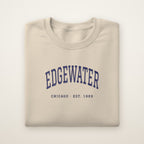 Edgewater Chicago Embroidered Crewneck — Navy Thread on Sand