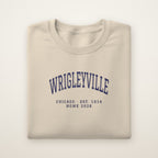 Wrigleyville Chicago Home 2026 Embroidered Crewneck — Navy Thread on Sand