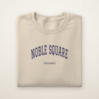 Noble Square Chicago Embroidered Crewneck — Navy Thread on Sand