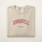 Bowmanville Chicago Embroidered Crewneck — Red Thread on Sand