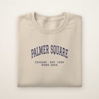 Palmer Square Chicago Home 2026 Embroidered Crewneck — Navy Thread on Sand