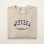 West Elsdon Chicago Home 2026 Embroidered Crewneck — Navy Thread on Sand