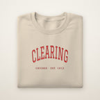 Clearing Chicago Embroidered Crewneck — Red Thread on Sand
