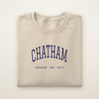 Chatham Chicago Embroidered Crewneck — Navy Thread on Sand