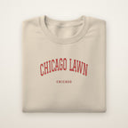 Chicago Lawn Chicago Embroidered Crewneck — Red Thread on Sand