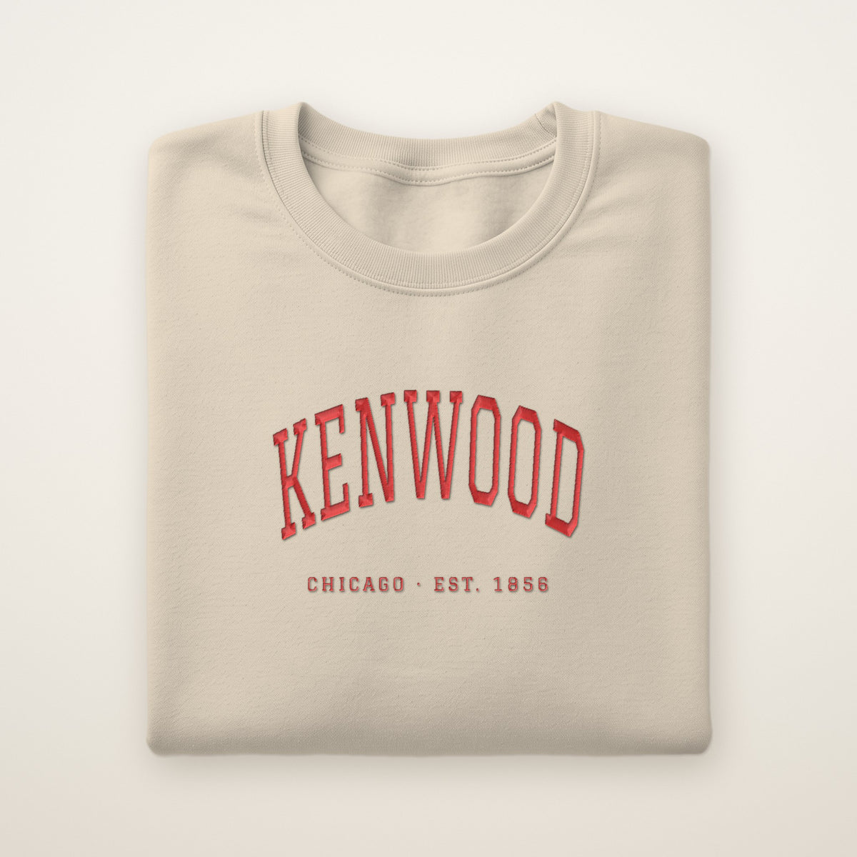 Kenwood Chicago Embroidered Crewneck — Red Thread on Sand