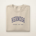 Hermosa Chicago Embroidered Crewneck — Navy Thread on Sand
