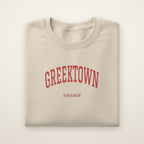 Greektown Chicago Embroidered Crewneck — Red Thread on Sand