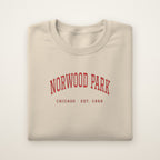 Norwood Park Chicago Embroidered Crewneck — Red Thread on Sand
