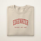 Edgewater Chicago Embroidered Crewneck — Red Thread on Sand
