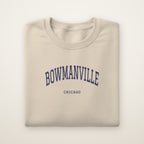 Bowmanville Chicago Embroidered Crewneck — Navy Thread on Sand
