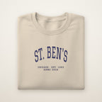 St. Ben's Chicago Home 2026 Embroidered Crewneck — Navy Thread on Sand
