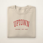 Uptown Chicago Embroidered Crewneck — Red Thread on Sand