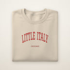 Little Italy Chicago Embroidered Crewneck — Red Thread on Sand