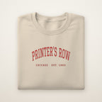 Printer's Row Chicago Embroidered Crewneck — Red Thread on Sand