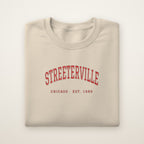 Streeterville Chicago Embroidered Crewneck — Red Thread on Sand
