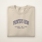 Printer's Row Chicago Home 2026 Embroidered Crewneck — Navy Thread on Sand