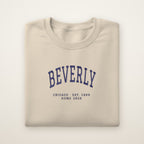 Beverly Chicago Home 2026 Embroidered Crewneck — Navy Thread on Sand
