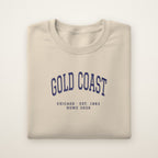 Gold Coast Chicago Home 2026 Embroidered Crewneck — Navy Thread on Sand