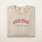 Auburn Gresham Chicago Embroidered Crewneck — Red Thread on Sand