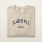 Dearborn Park Chicago Home 2026 Embroidered Crewneck — Navy Thread on Sand