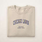 Chicago Lawn Chicago Home 2026 Embroidered Crewneck — Navy Thread on Sand
