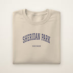 Sheridan Park Chicago Embroidered Crewneck — Navy Thread on Sand