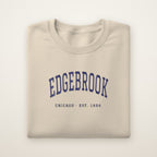 Edgebrook Chicago Embroidered Crewneck — Navy Thread on Sand