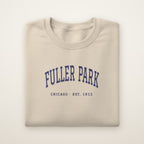 Fuller Park Chicago Embroidered Crewneck — Navy Thread on Sand
