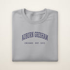 Auburn Gresham Chicago Embroidered Crewneck — Navy Thread on Sport Grey