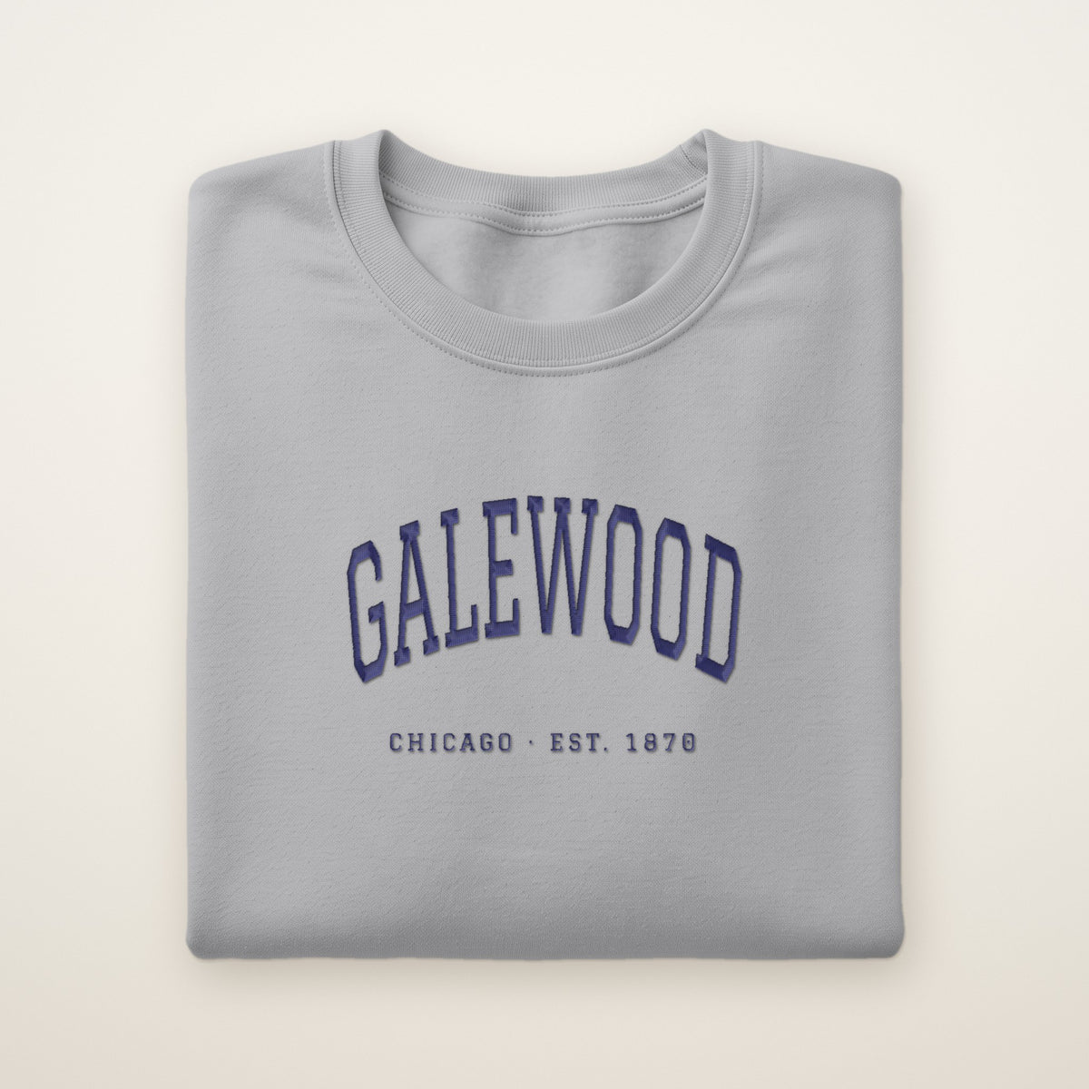 Galewood Chicago Embroidered Crewneck — Navy Thread on Sport Grey