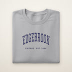 Edgebrook Chicago Embroidered Crewneck — Navy Thread on Sport Grey