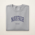 Mayfair Chicago Embroidered Crewneck — Navy Thread on Sport Grey