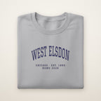 West Elsdon Chicago Home 2026 Embroidered Crewneck — Navy Thread on Sport Grey