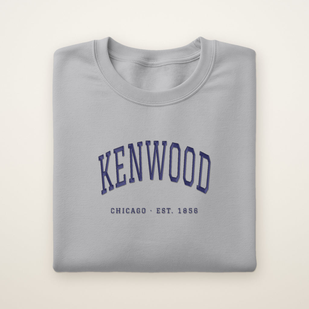 Kenwood Chicago Embroidered Crewneck — Navy Thread on Sport Grey