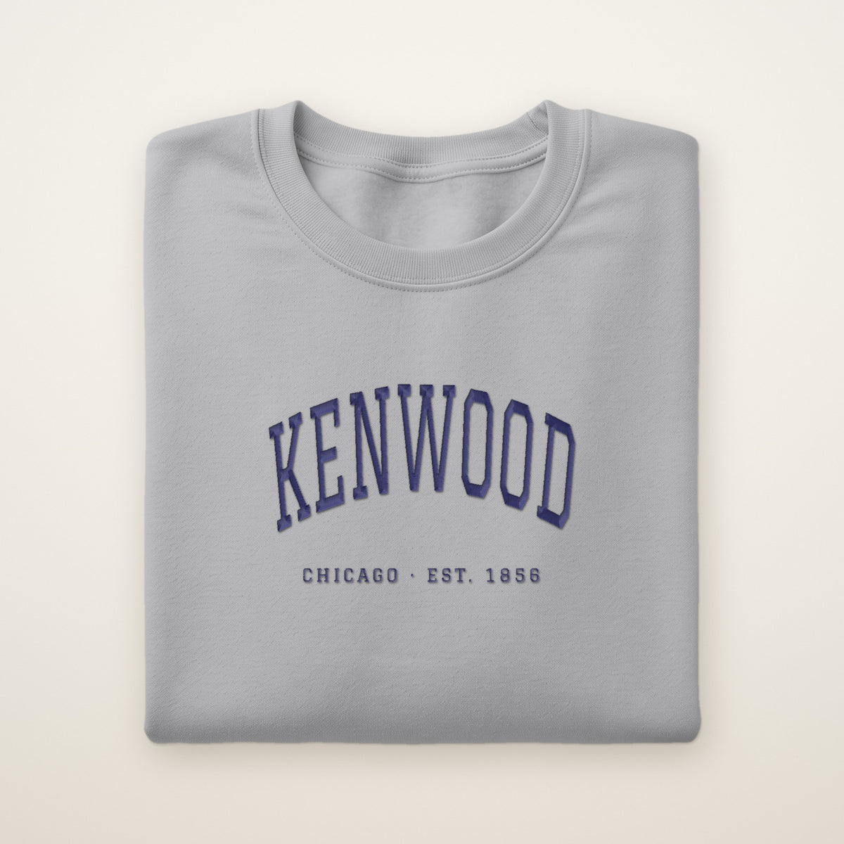 Kenwood Chicago Embroidered Crewneck — Navy Thread on Sport Grey