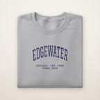 Edgewater Chicago Home 2026 Embroidered Crewneck — Navy Thread on Sport Grey