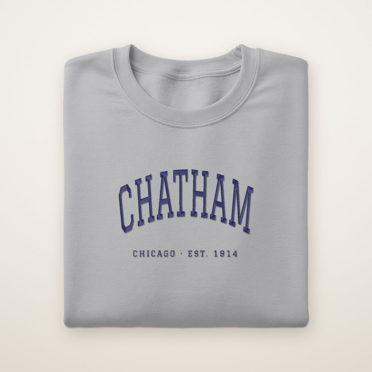Chatham Chicago Embroidered Crewneck — Navy Thread on Sport Grey
