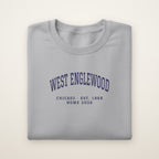 West Englewood Chicago Home 2026 Embroidered Crewneck — Navy Thread on Sport Grey