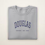 Douglas Chicago Embroidered Crewneck — Navy Thread on Sport Grey