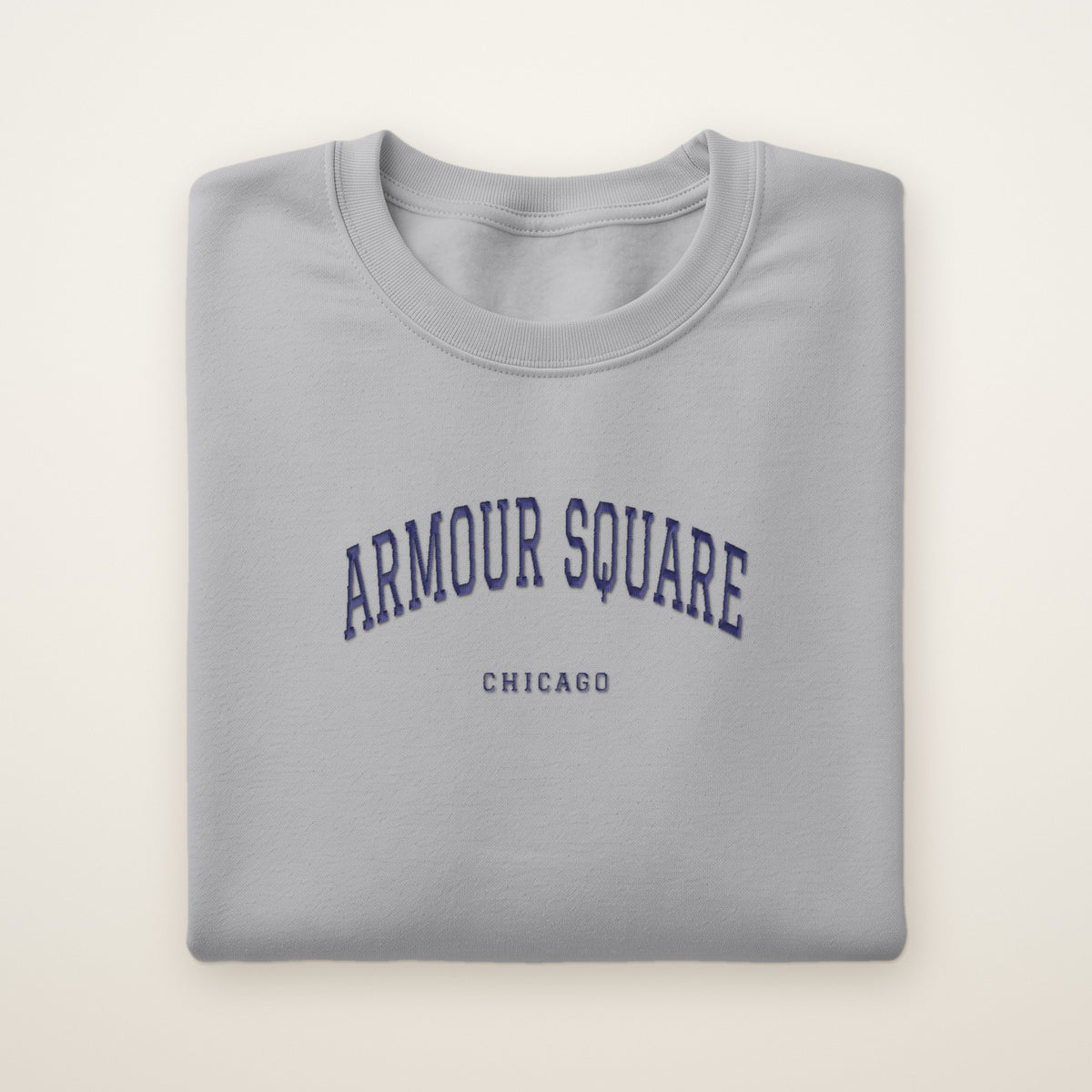 Armour Square Chicago Embroidered Crewneck — Navy Thread on Sport Grey