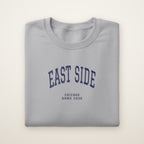 East Side Chicago Home 2026 Embroidered Crewneck — Navy Thread on Sport Grey