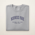 Norwood Park Chicago Home 2026 Embroidered Crewneck — Navy Thread on Sport Grey