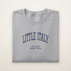 Little Italy Chicago Home 2026 Embroidered Crewneck — Navy Thread on Sport Grey