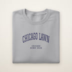 Chicago Lawn Chicago Home 2026 Embroidered Crewneck — Navy Thread on Sport Grey