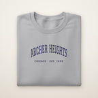 Archer Heights Chicago Embroidered Crewneck — Navy Thread on Sport Grey