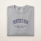 Printer's Row Chicago Home 2026 Embroidered Crewneck — Navy Thread on Sport Grey