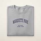 Marquette Park Chicago Home 2026 Embroidered Crewneck — Navy Thread on Sport Grey
