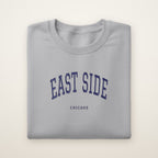 East Side Chicago Embroidered Crewneck — Navy Thread on Sport Grey