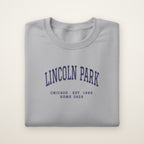 Lincoln Park Chicago Home 2026 Embroidered Crewneck — Navy Thread on Sport Grey